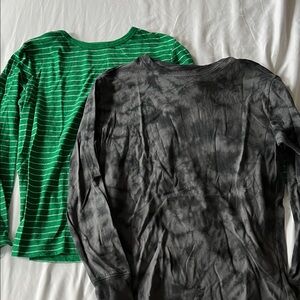 Cat & Jack Green Striped and Black Tie-Dye Long Sleeve Shirts